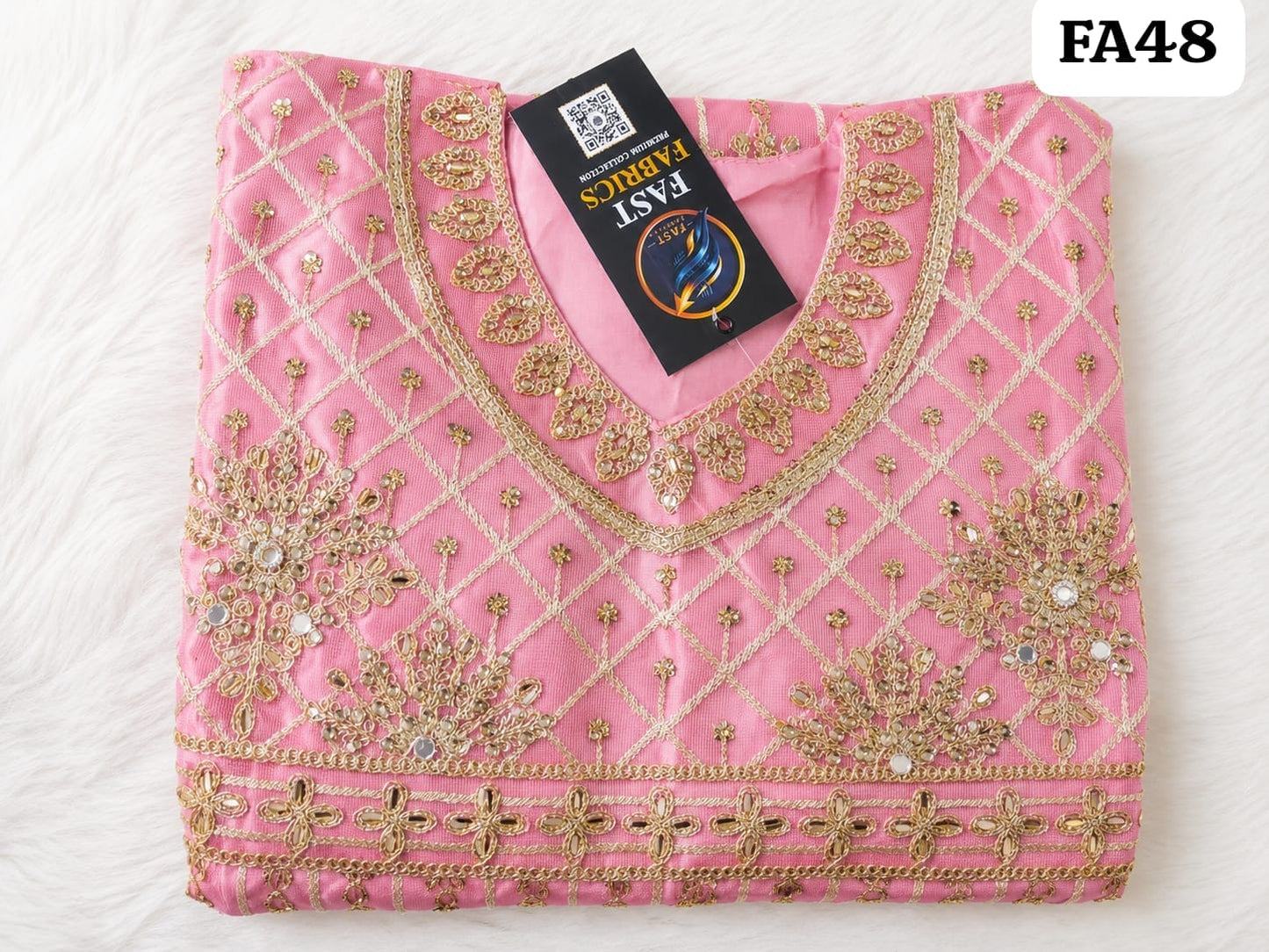 Fast Fabrics Luxury Bridal Collection – Heavy Aari Embroidery & Handwork 3 Piece Suit | FA48