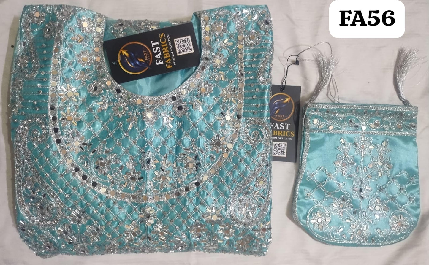 FastFabrics Luxury Bridal Collection – Heavy Aari Embroidery & Handwork 3 Piece Suit | FA56