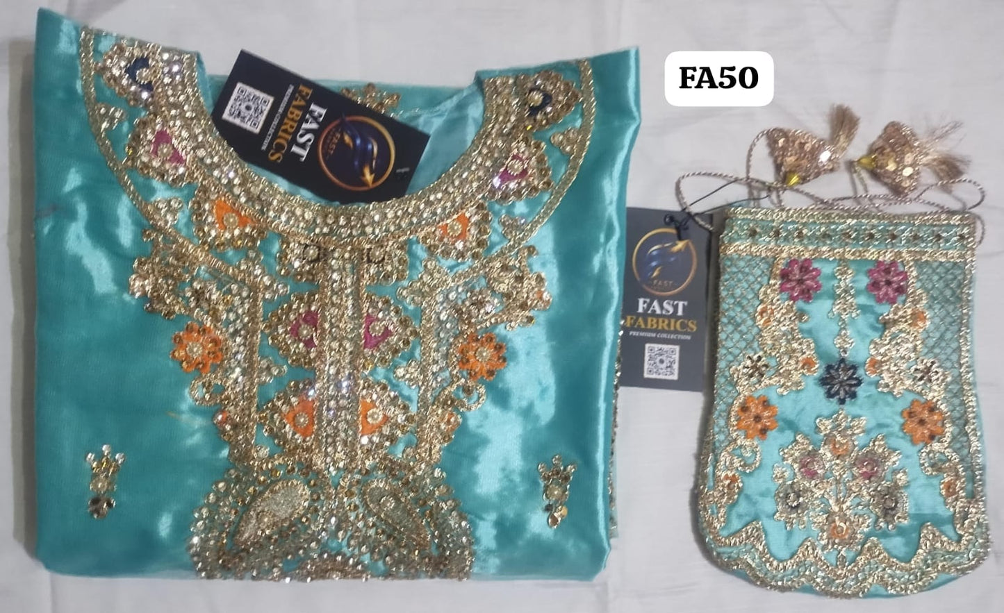FastFabrics Luxury Bridal Collection – Heavy Aari Embroidery & Handwork 3 Piece Suit | FA50