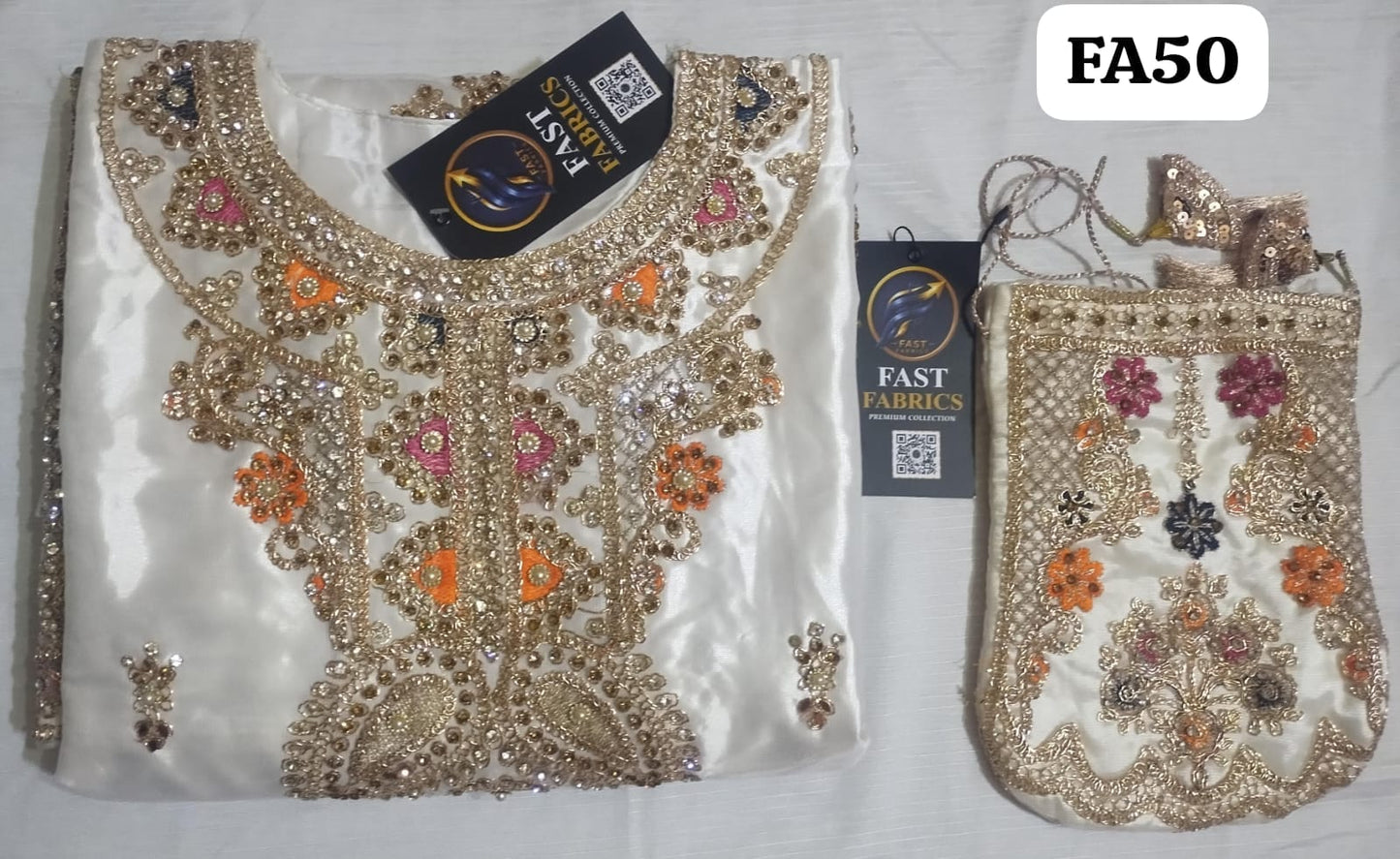 FastFabrics Luxury Bridal Collection – Heavy Aari Embroidery & Handwork 3 Piece Suit | FA50