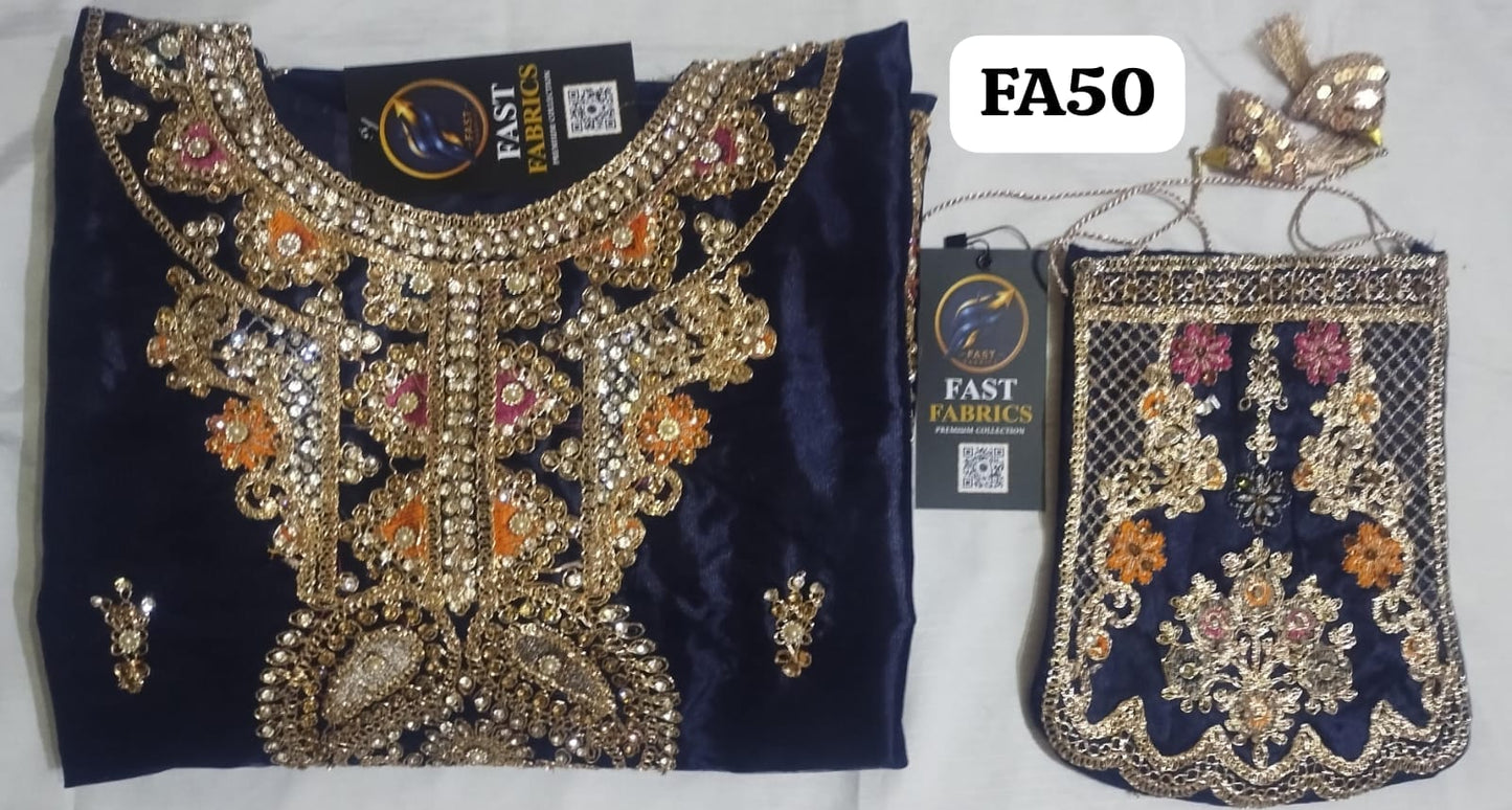 FastFabrics Luxury Bridal Collection – Heavy Aari Embroidery & Handwork 3 Piece Suit | FA50
