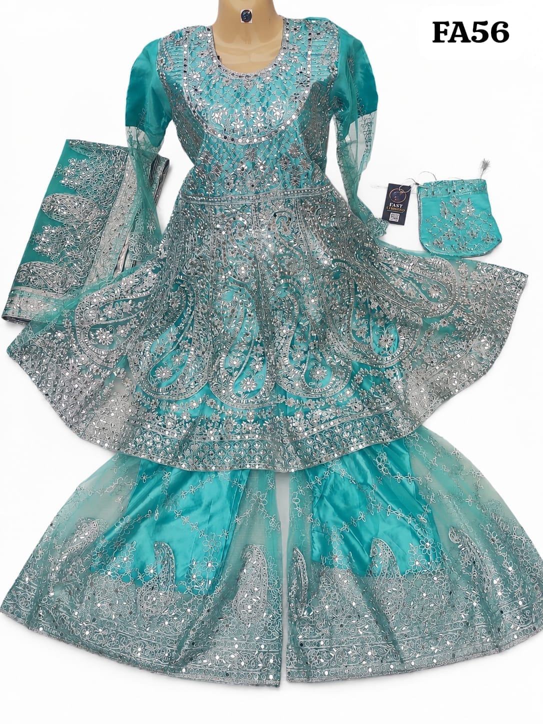 FastFabrics Luxury Bridal Collection – Heavy Aari Embroidery & Handwork 3 Piece Suit | FA56