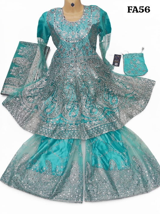 FastFabrics Luxury Bridal Collection – Heavy Aari Embroidery & Handwork 3 Piece Suit | FA56