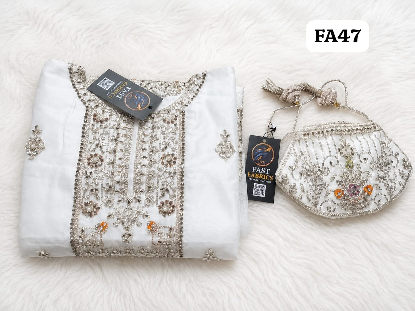 Fast Fabrics Luxury Bridal Collection – Heavy Aari Embroidery & Handwork 3 Piece Suit | FA47