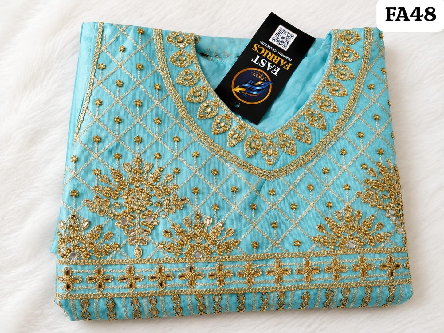 Fast Fabrics Luxury Bridal Collection – Heavy Aari Embroidery & Handwork 3 Piece Suit | FA48
