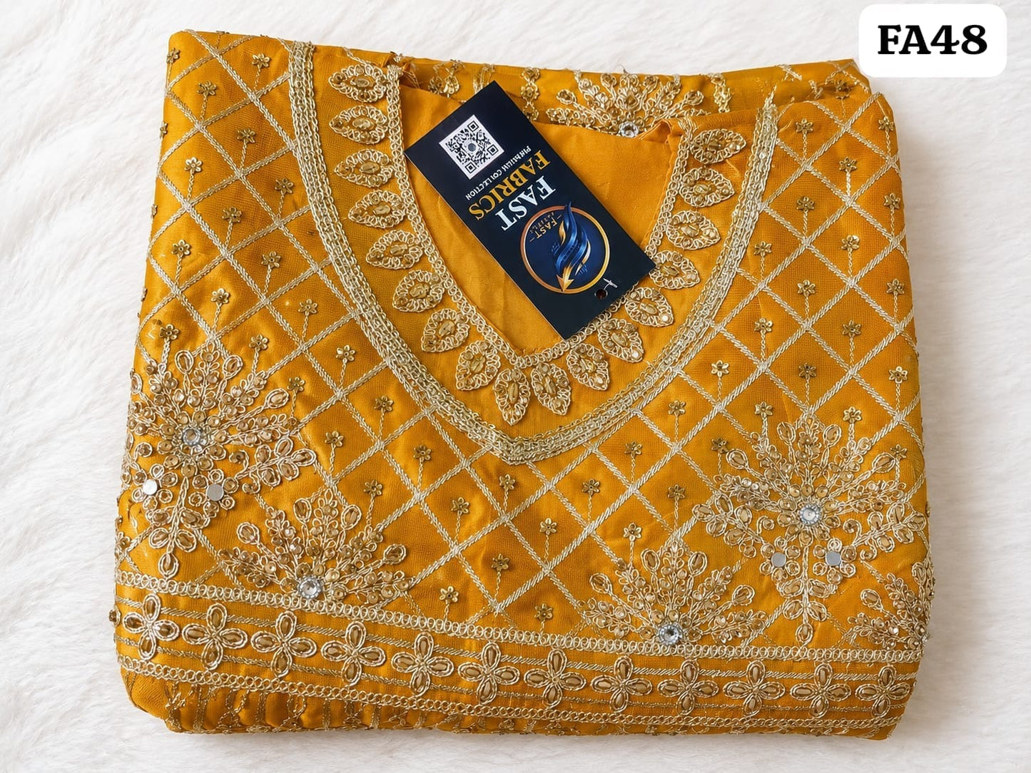 Fast Fabrics Luxury Bridal Collection – Heavy Aari Embroidery & Handwork 3 Piece Suit | FA48