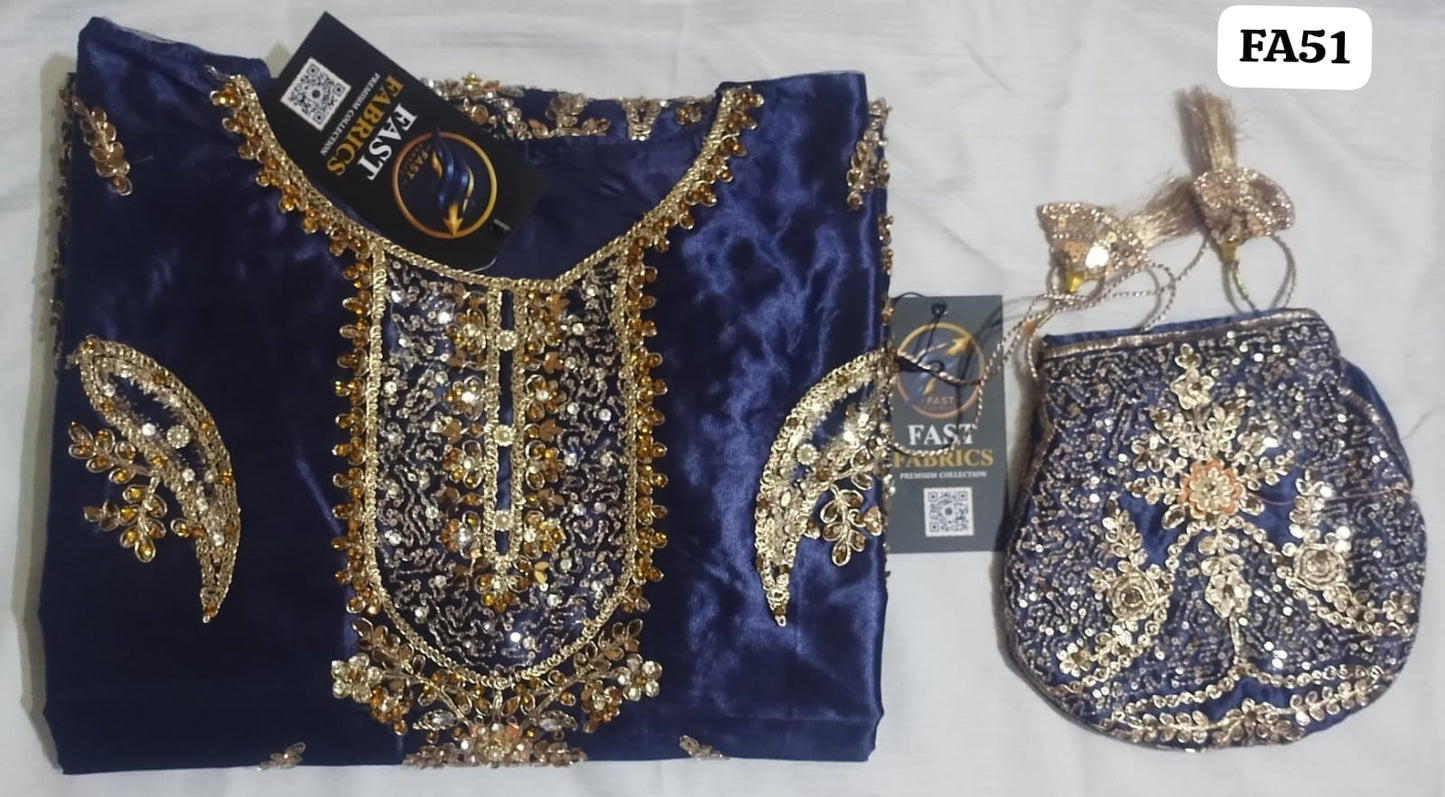 FastFabrics Luxury Bridal Collection – Heavy Aari Embroidery & Handwork 3 Piece Suit | FA51