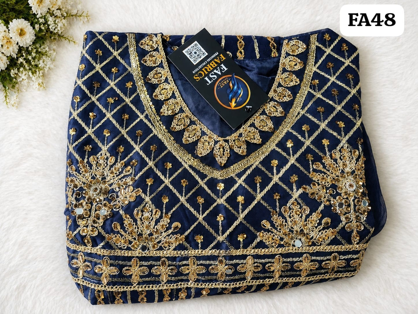 Fast Fabrics Luxury Bridal Collection – Heavy Aari Embroidery & Handwork 3 Piece Suit | FA48