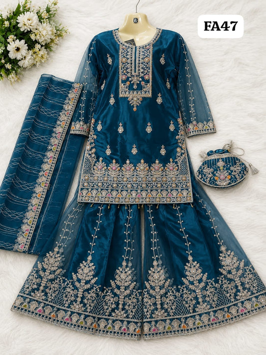 Fast Fabrics Luxury Bridal Collection – Heavy Aari Embroidery & Handwork 3 Piece Suit | FA47