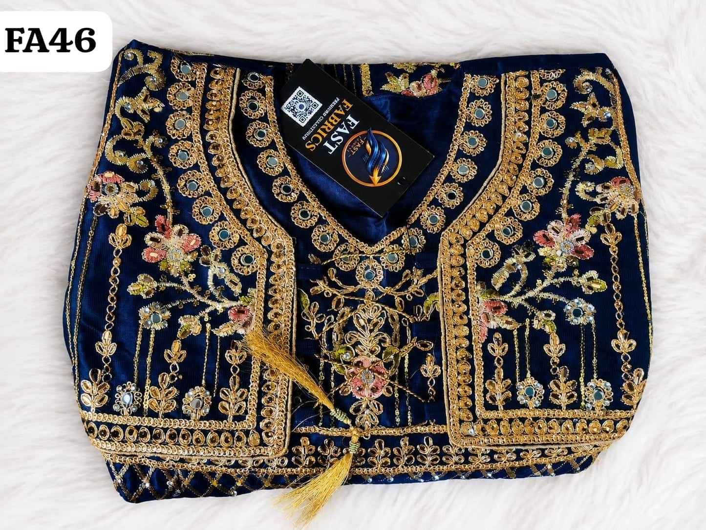 Fast Fabrics Luxury Bridal Collection – Heavy Aari Embroidery & Handwork 3 Piece Suit | FA46