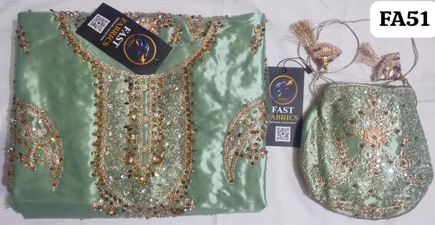 FastFabrics Luxury Bridal Collection – Heavy Aari Embroidery & Handwork 3 Piece Suit | FA51