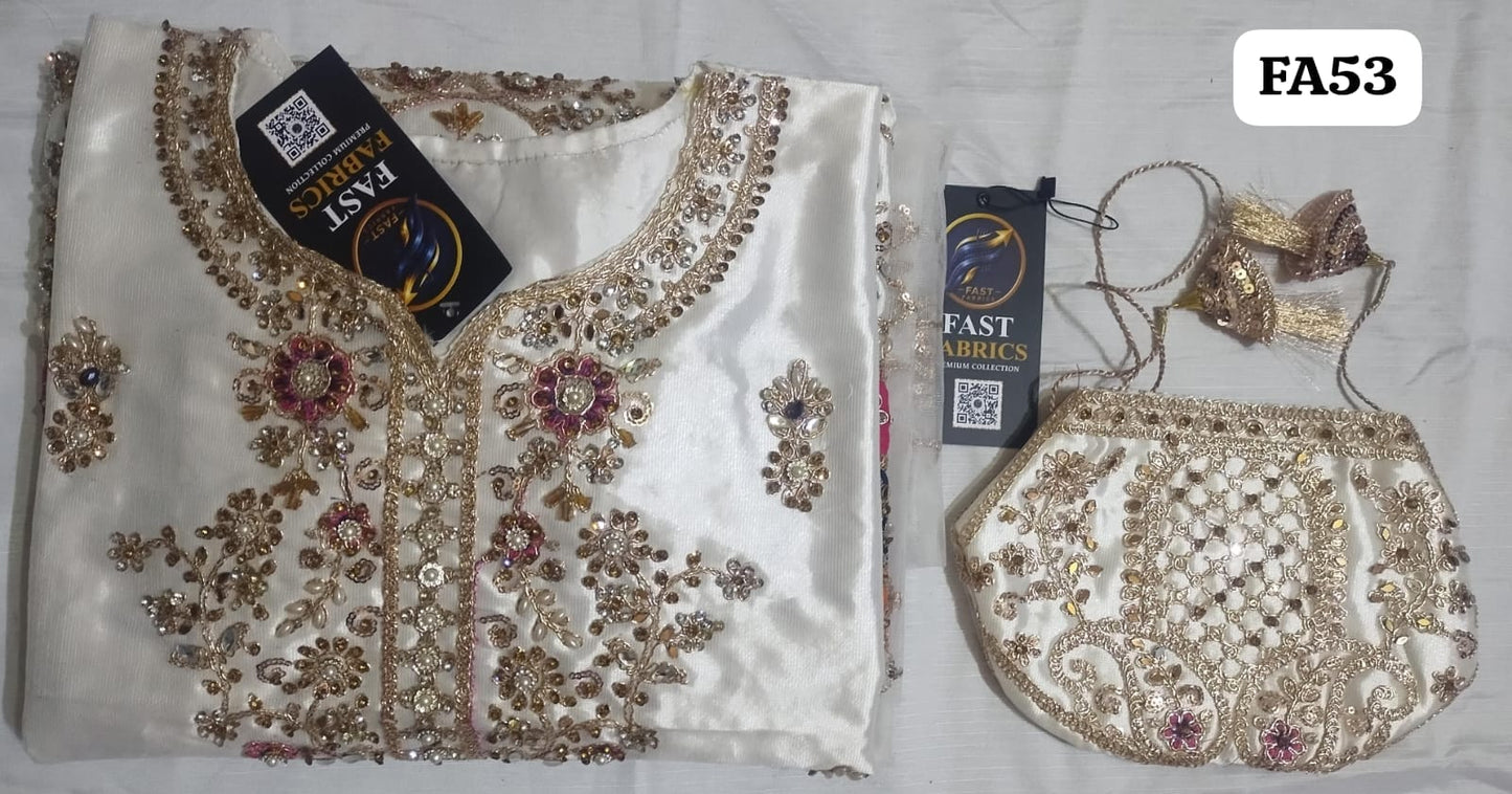 FastFabrics Luxury Bridal Collection – Heavy Aari Embroidery & Handwork 3 Piece Suit | FA53