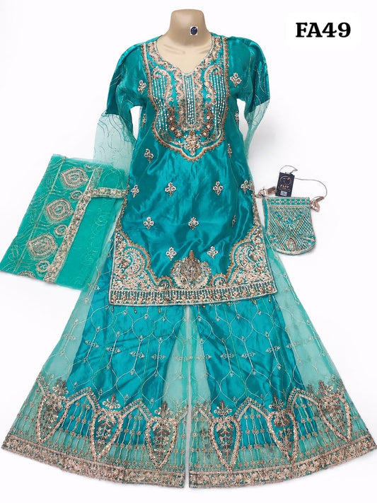 Fast Fabrics Luxury Bridal Collection – Heavy Aari Embroidery & Handwork 3 Piece Suit | FA49