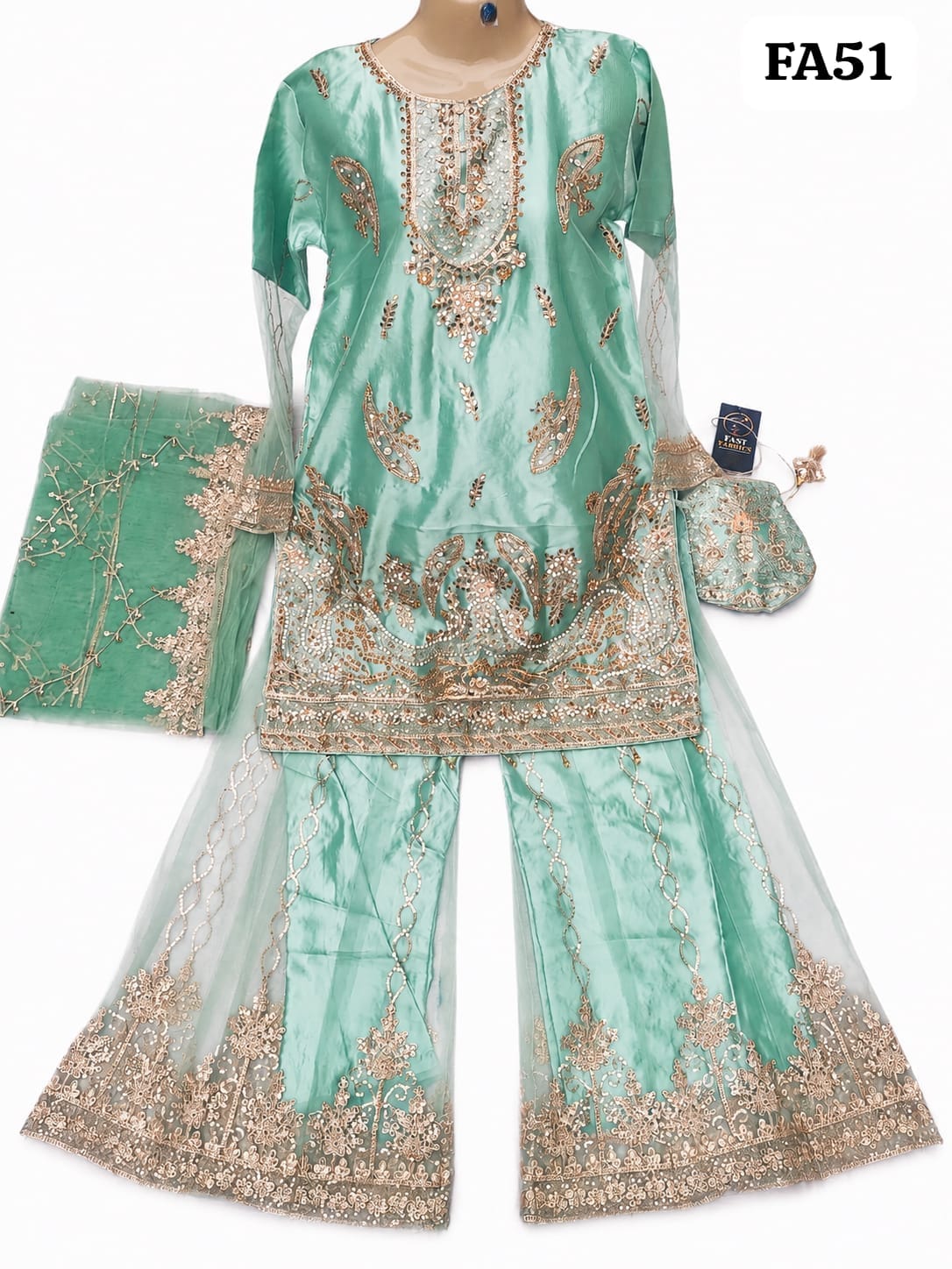 FastFabrics Luxury Bridal Collection – Heavy Aari Embroidery & Handwork 3 Piece Suit | FA51