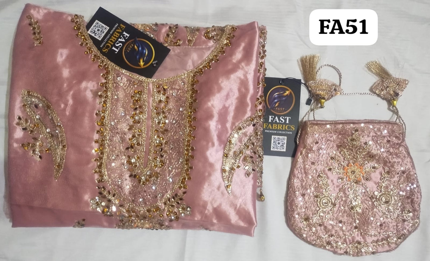 FastFabrics Luxury Bridal Collection – Heavy Aari Embroidery & Handwork 3 Piece Suit | FA51