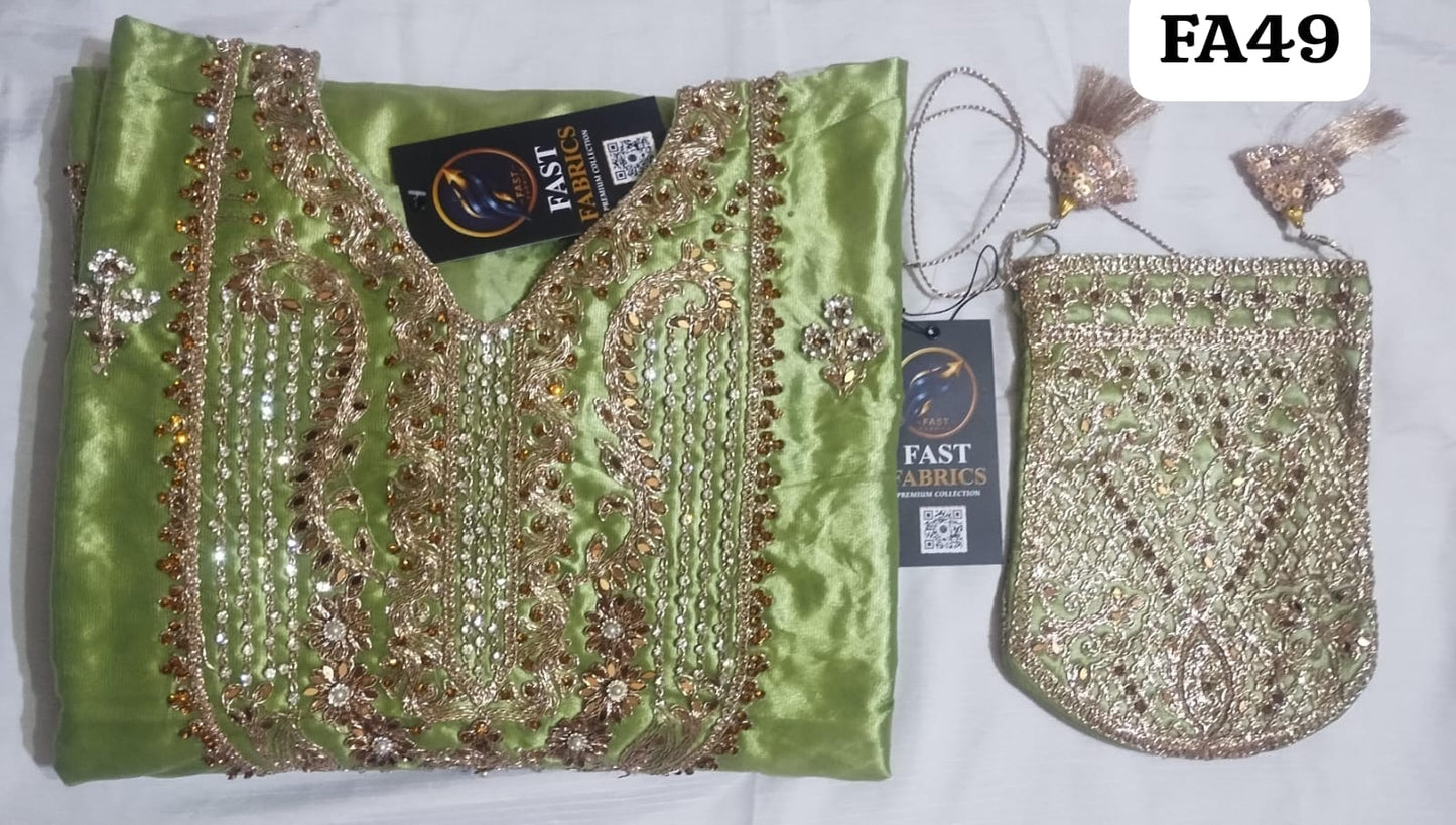 Fast Fabrics Luxury Bridal Collection – Heavy Aari Embroidery & Handwork 3 Piece Suit | FA49