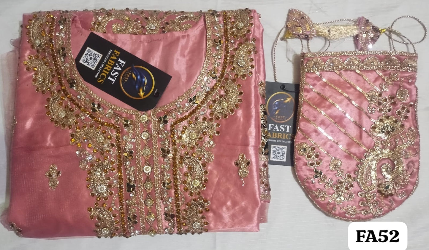 FastFabrics Luxury Bridal Collection – Heavy Aari Embroidery & Handwork 3 Piece Suit | FA52