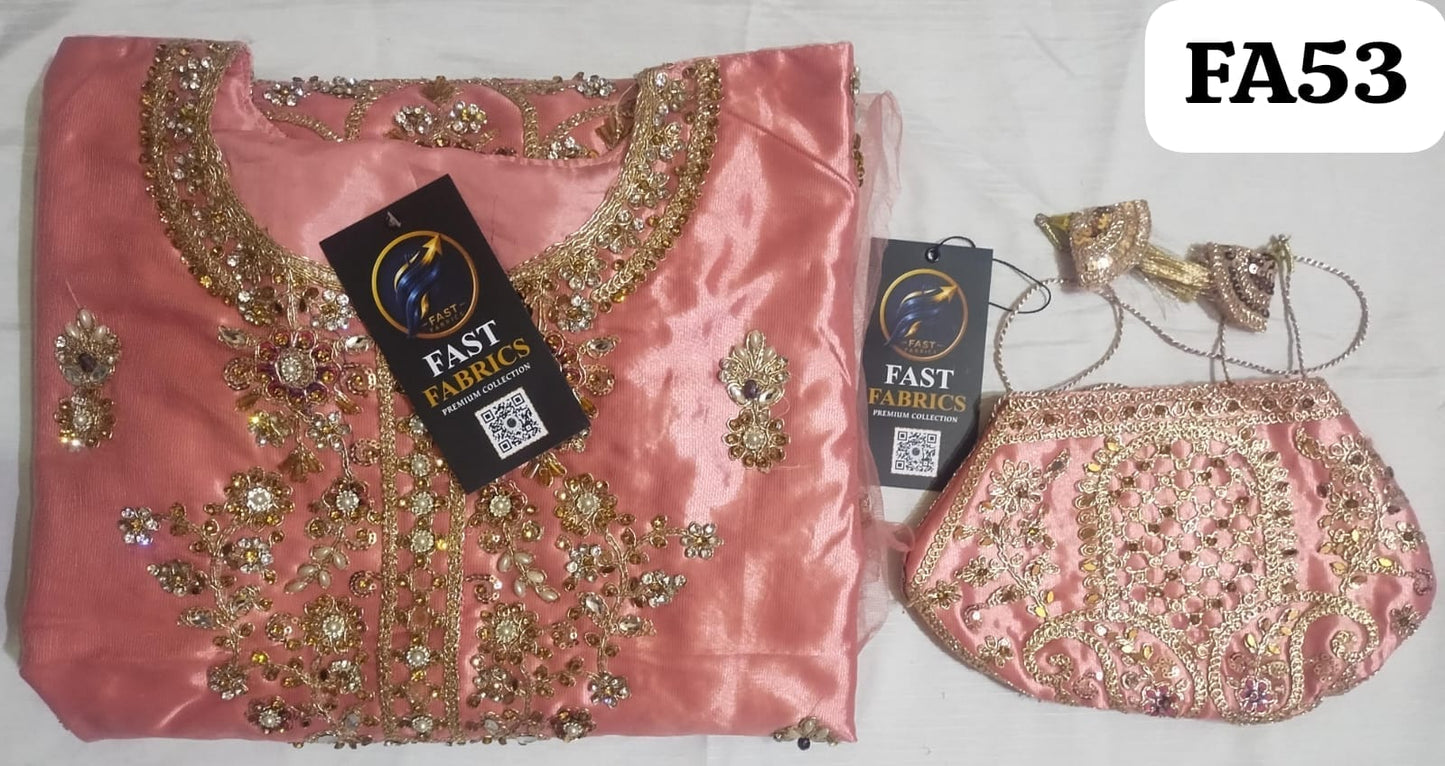 FastFabrics Luxury Bridal Collection – Heavy Aari Embroidery & Handwork 3 Piece Suit | FA53