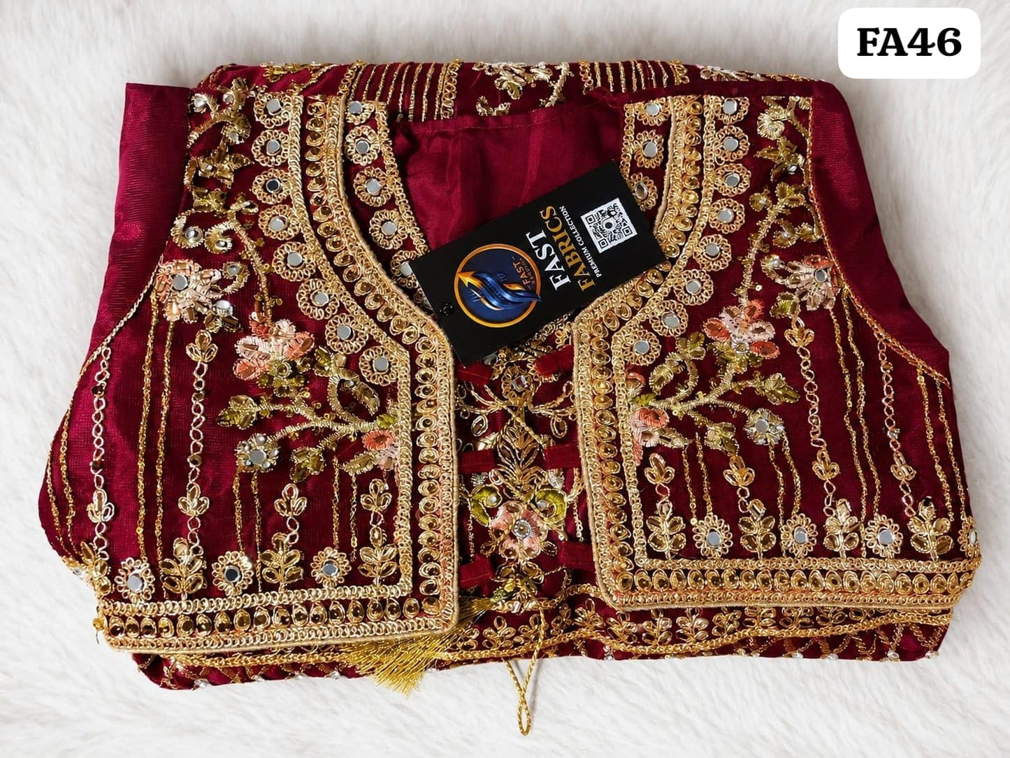 Fast Fabrics Luxury Bridal Collection – Heavy Aari Embroidery & Handwork 3 Piece Suit | FA46