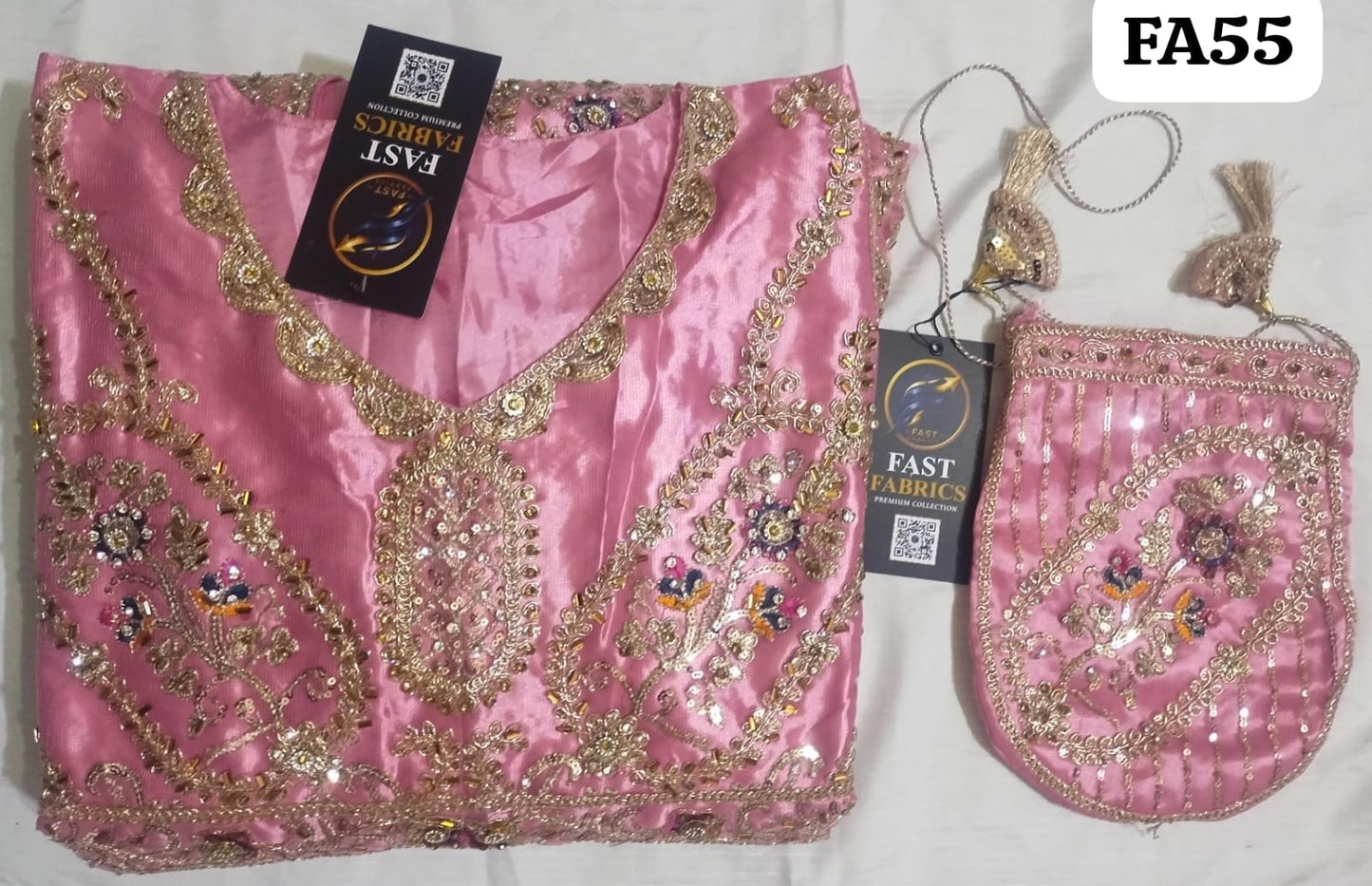 FastFabrics Luxury Bridal Collection – Heavy Aari Embroidery & Handwork 3 Piece Suit | FA55