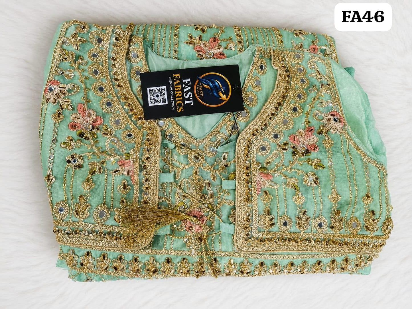 Fast Fabrics Luxury Bridal Collection – Heavy Aari Embroidery & Handwork 3 Piece Suit | FA46