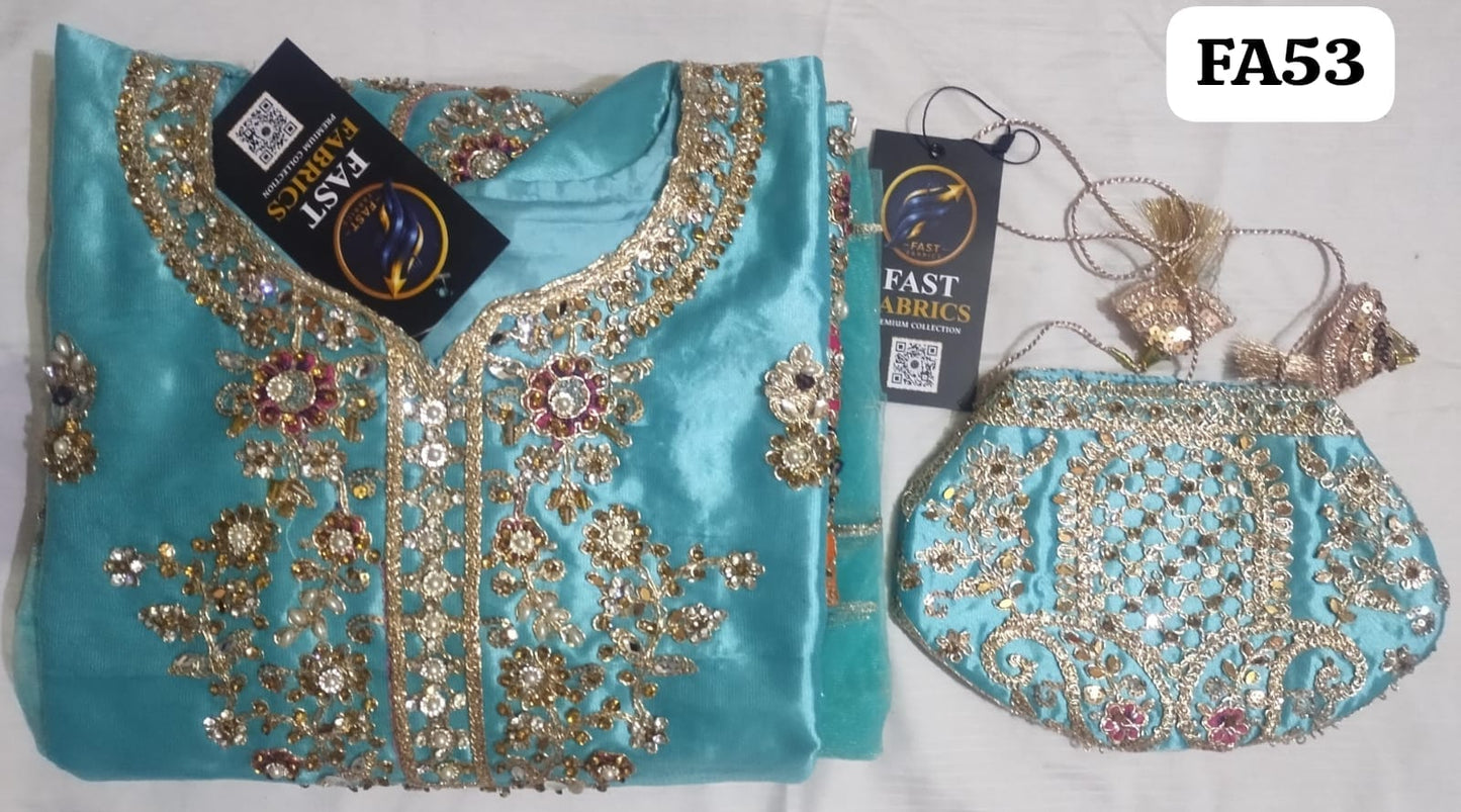 FastFabrics Luxury Bridal Collection – Heavy Aari Embroidery & Handwork 3 Piece Suit | FA53