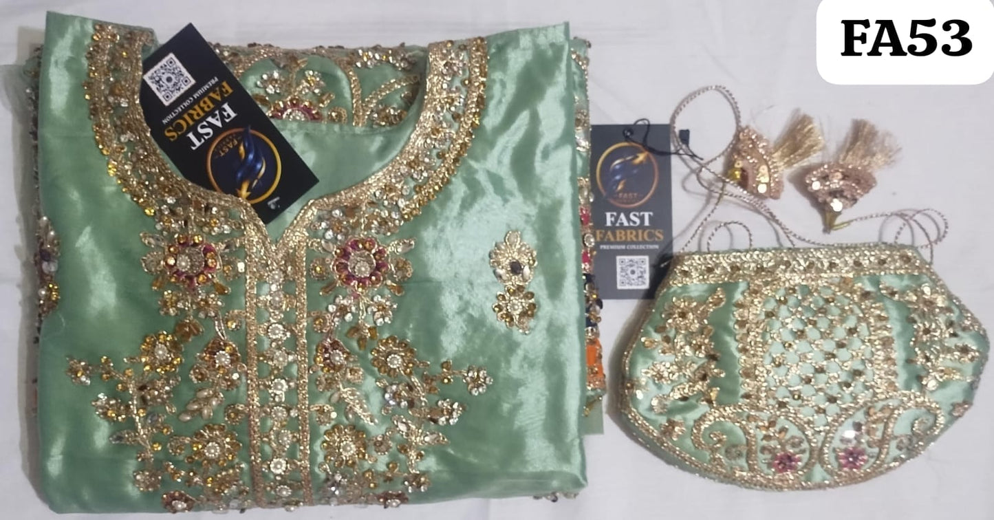 FastFabrics Luxury Bridal Collection – Heavy Aari Embroidery & Handwork 3 Piece Suit | FA53