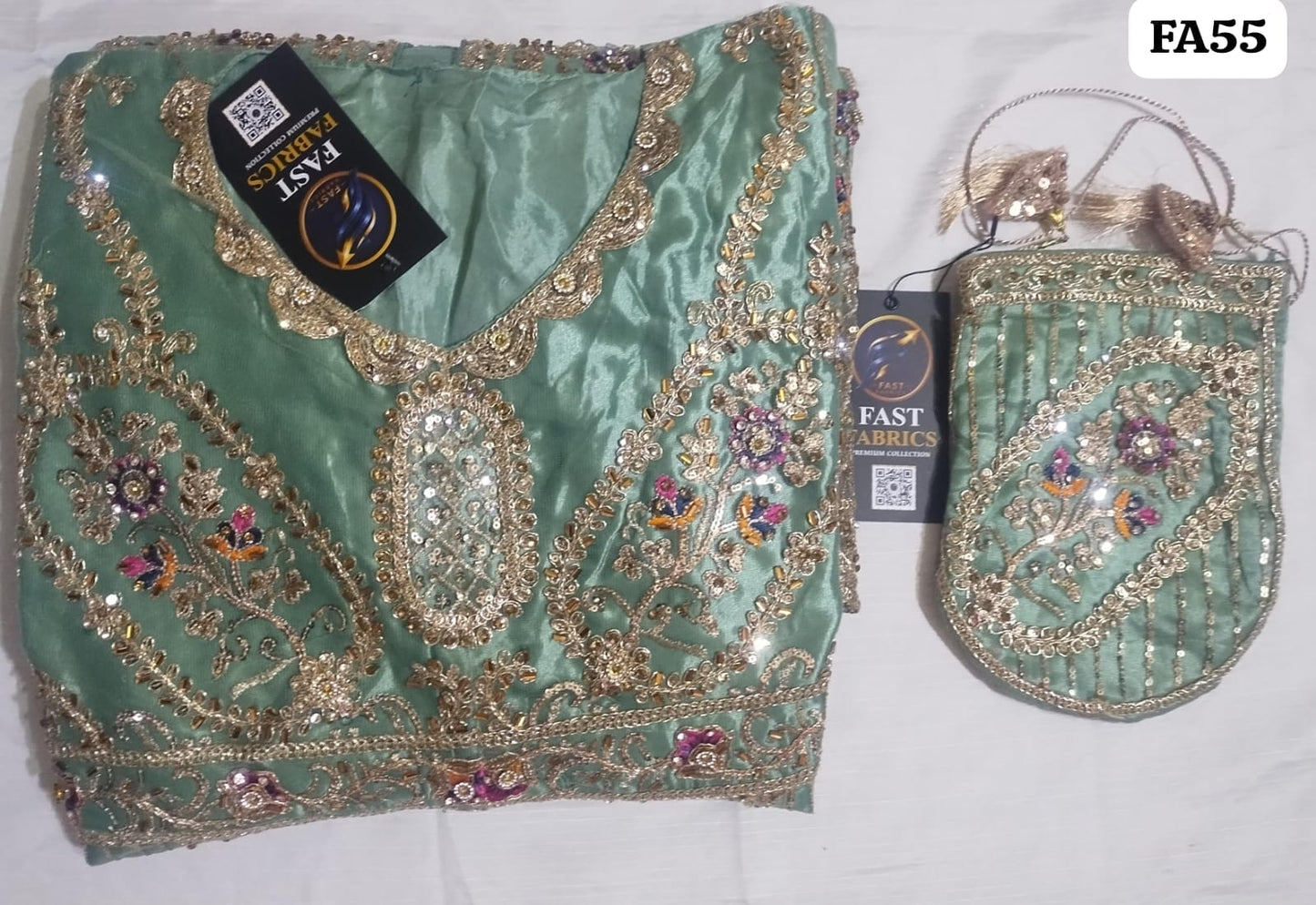 FastFabrics Luxury Bridal Collection – Heavy Aari Embroidery & Handwork 3 Piece Suit | FA55