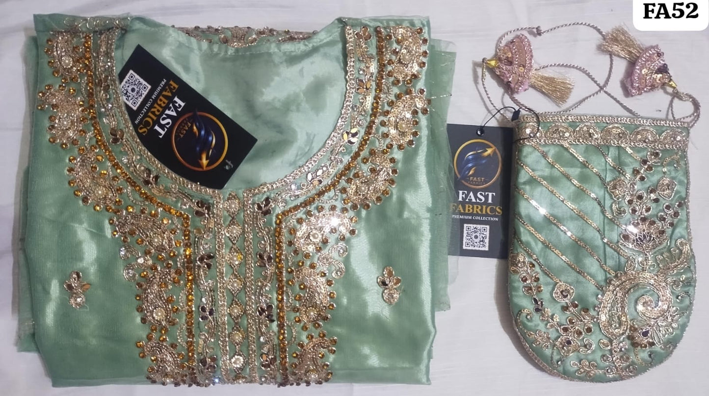 FastFabrics Luxury Bridal Collection – Heavy Aari Embroidery & Handwork 3 Piece Suit | FA52