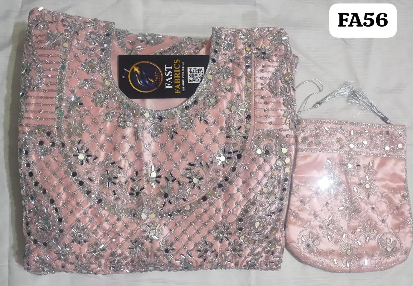 FastFabrics Luxury Bridal Collection – Heavy Aari Embroidery & Handwork 3 Piece Suit | FA56
