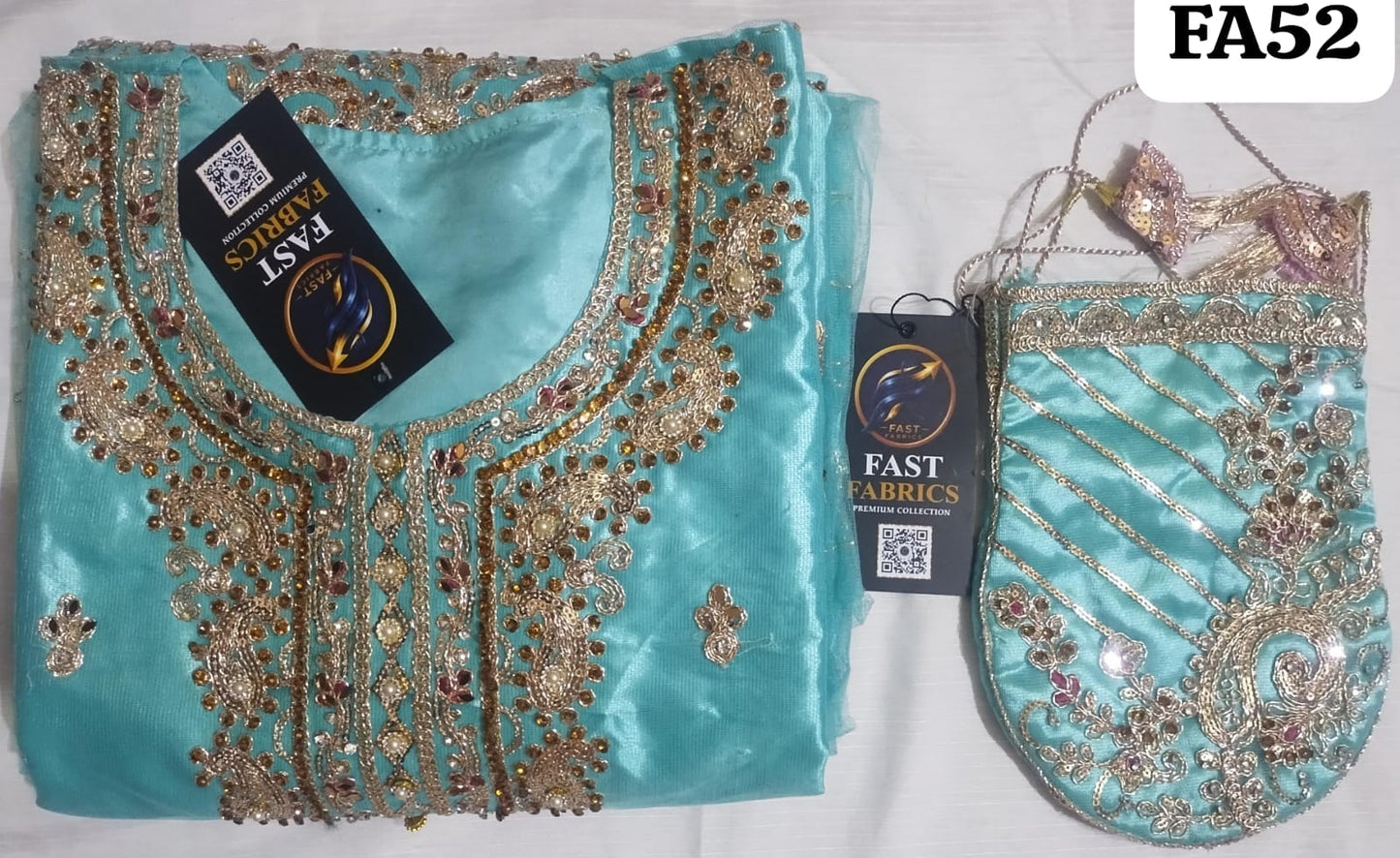 FastFabrics Luxury Bridal Collection – Heavy Aari Embroidery & Handwork 3 Piece Suit | FA52