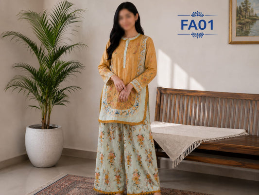 Bana Dora Premium Digital Printed Lawn 2 Piece Suit for Women | Fast Fabrics