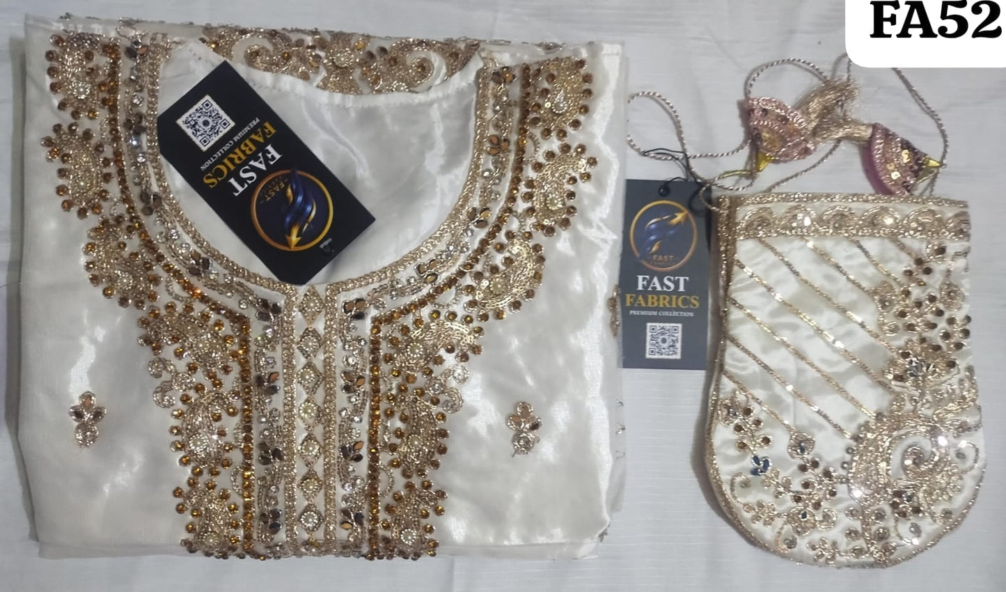 FastFabrics Luxury Bridal Collection – Heavy Aari Embroidery & Handwork 3 Piece Suit | FA52