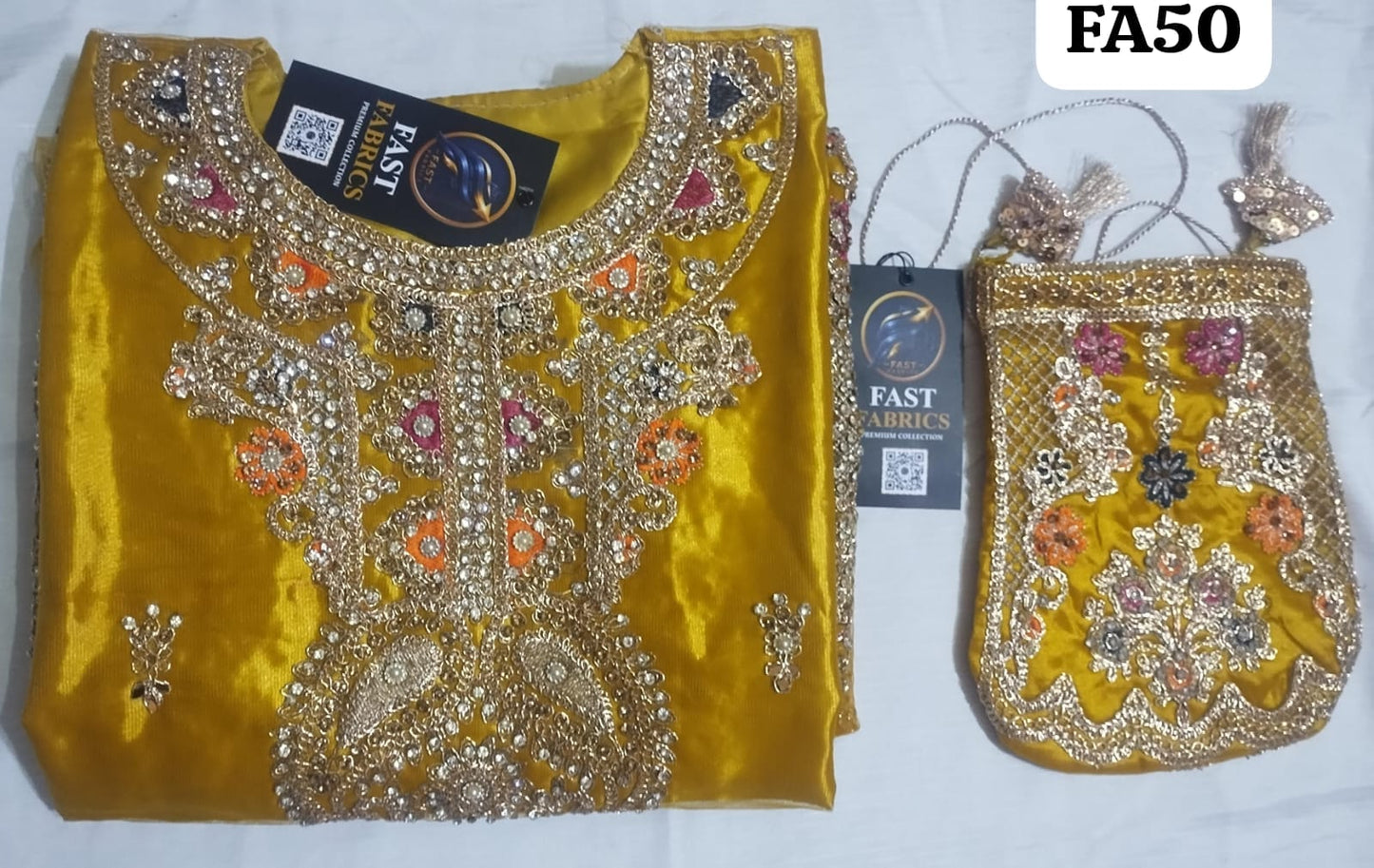 FastFabrics Luxury Bridal Collection – Heavy Aari Embroidery & Handwork 3 Piece Suit | FA50