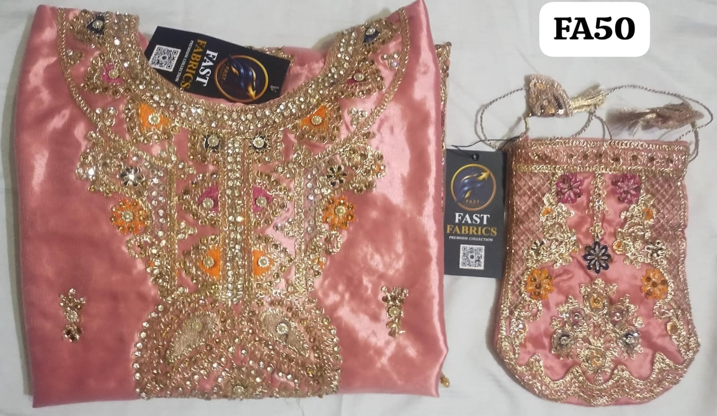 FastFabrics Luxury Bridal Collection – Heavy Aari Embroidery & Handwork 3 Piece Suit | FA50