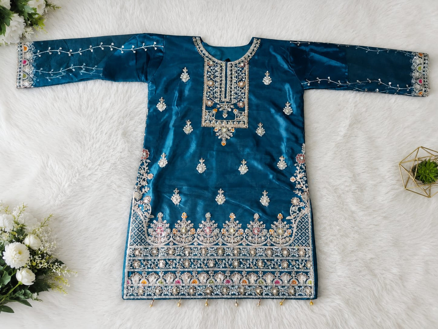 Fast Fabrics Luxury Bridal Collection – Heavy Aari Embroidery & Handwork 3 Piece Suit | FA47