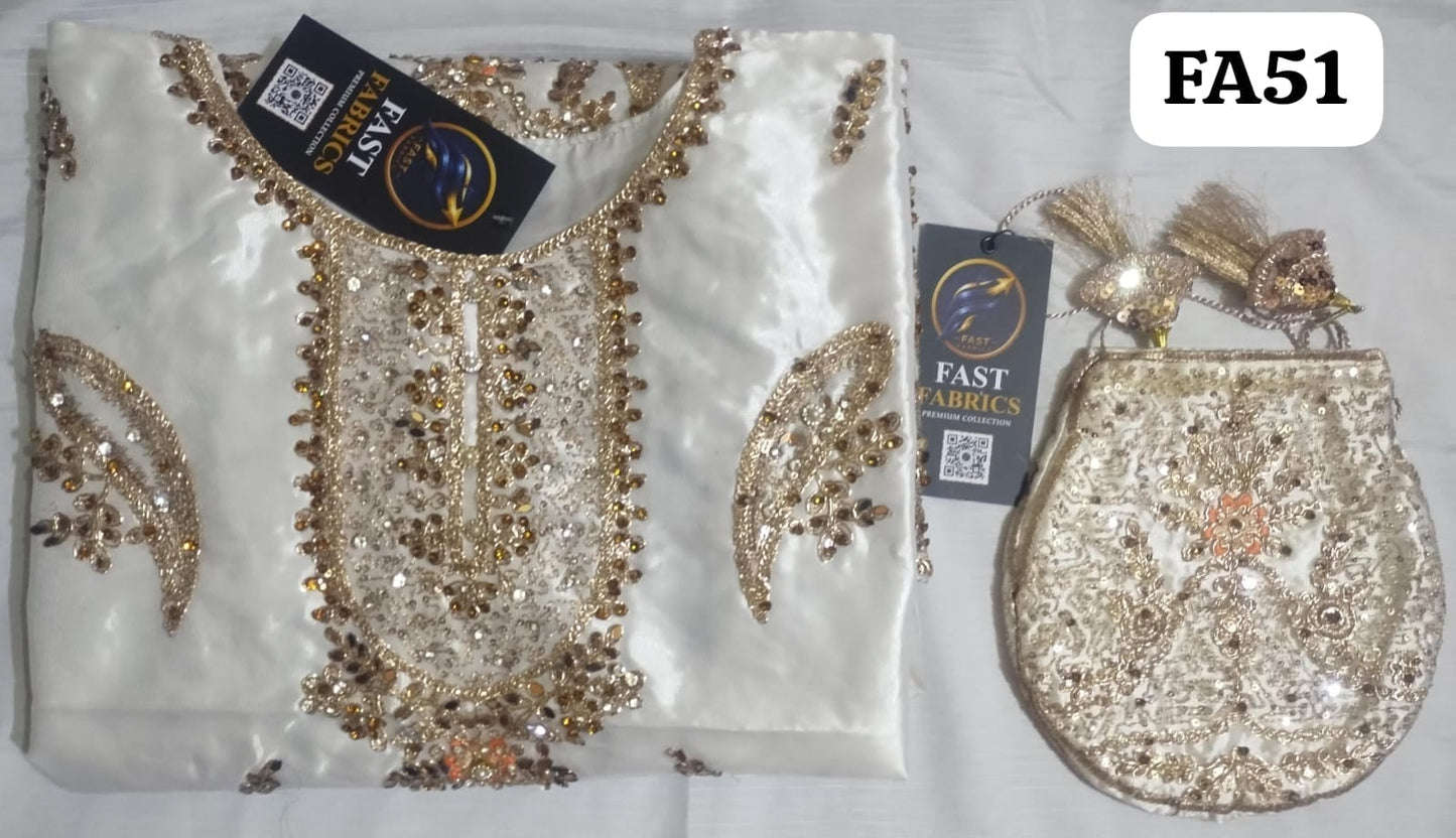 FastFabrics Luxury Bridal Collection – Heavy Aari Embroidery & Handwork 3 Piece Suit | FA51