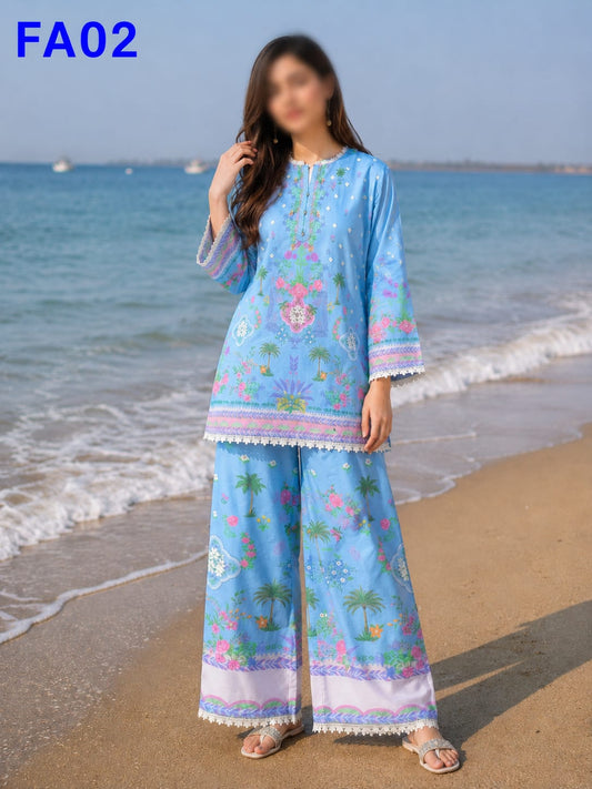 Bana Dora Premium Digital Printed Lawn 2 Piece Suit for Women | Fast Fabrics .FA02