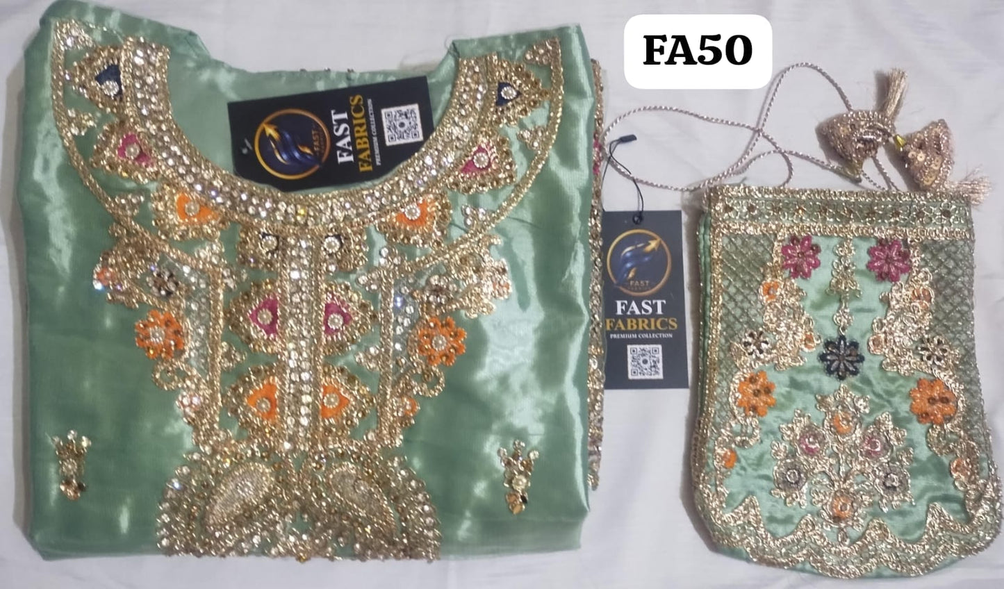 FastFabrics Luxury Bridal Collection – Heavy Aari Embroidery & Handwork 3 Piece Suit | FA50