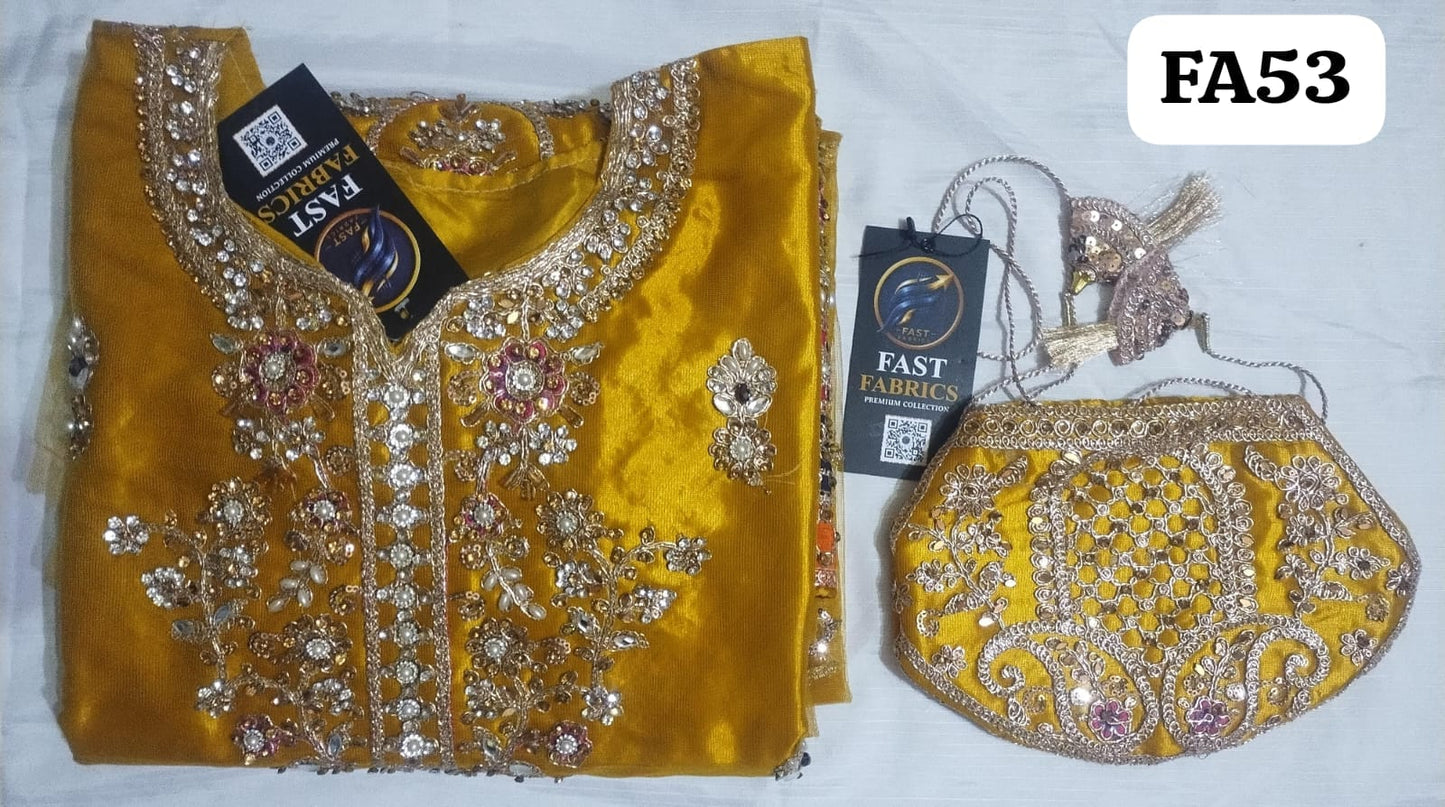 FastFabrics Luxury Bridal Collection – Heavy Aari Embroidery & Handwork 3 Piece Suit | FA53