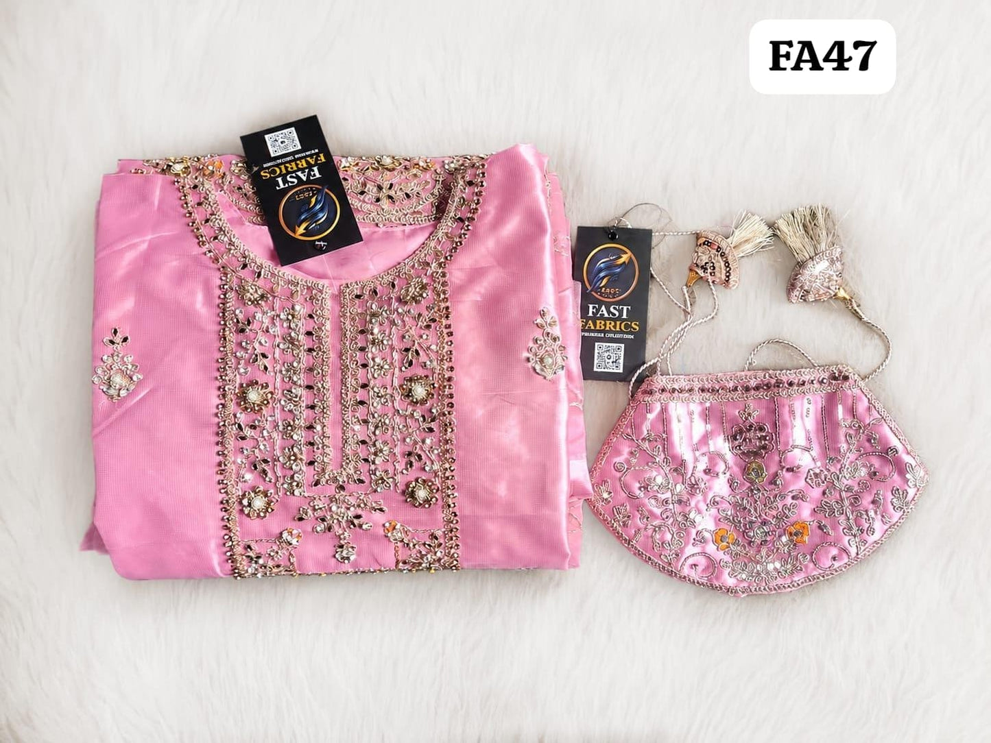 Fast Fabrics Luxury Bridal Collection – Heavy Aari Embroidery & Handwork 3 Piece Suit | FA47