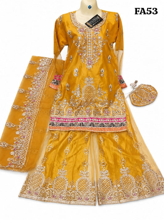 FastFabrics Luxury Bridal Collection – Heavy Aari Embroidery & Handwork 3 Piece Suit | FA53