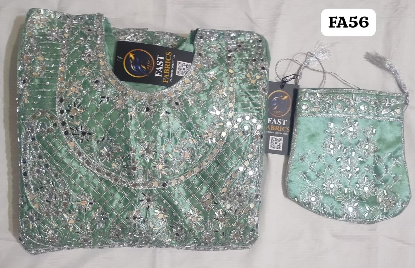 FastFabrics Luxury Bridal Collection – Heavy Aari Embroidery & Handwork 3 Piece Suit | FA56