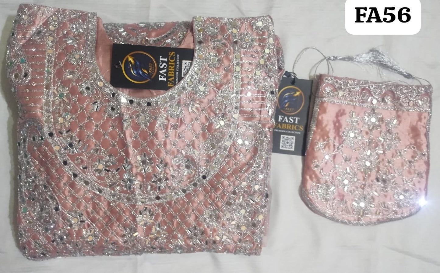 FastFabrics Luxury Bridal Collection – Heavy Aari Embroidery & Handwork 3 Piece Suit | FA56
