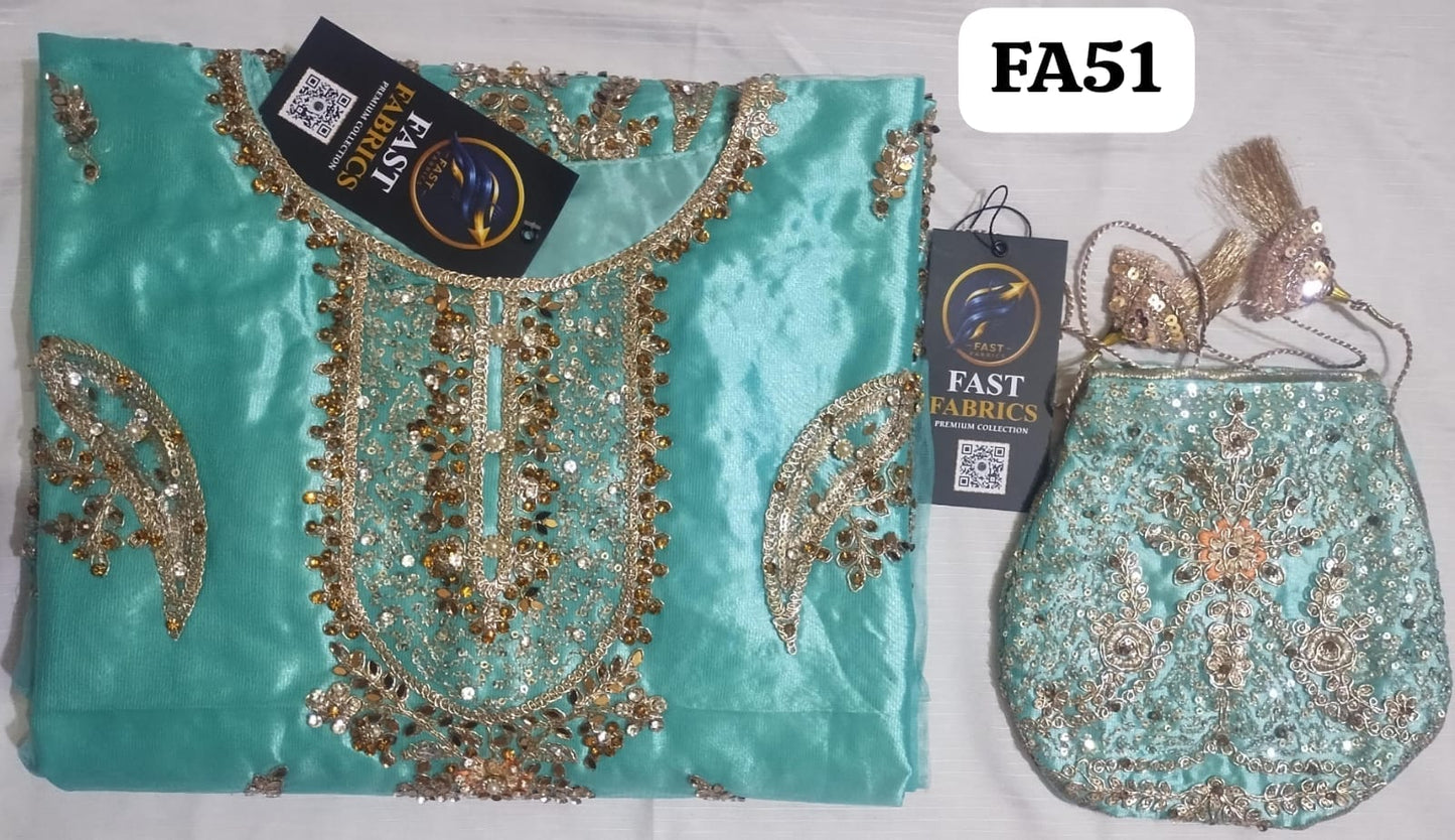 FastFabrics Luxury Bridal Collection – Heavy Aari Embroidery & Handwork 3 Piece Suit | FA51