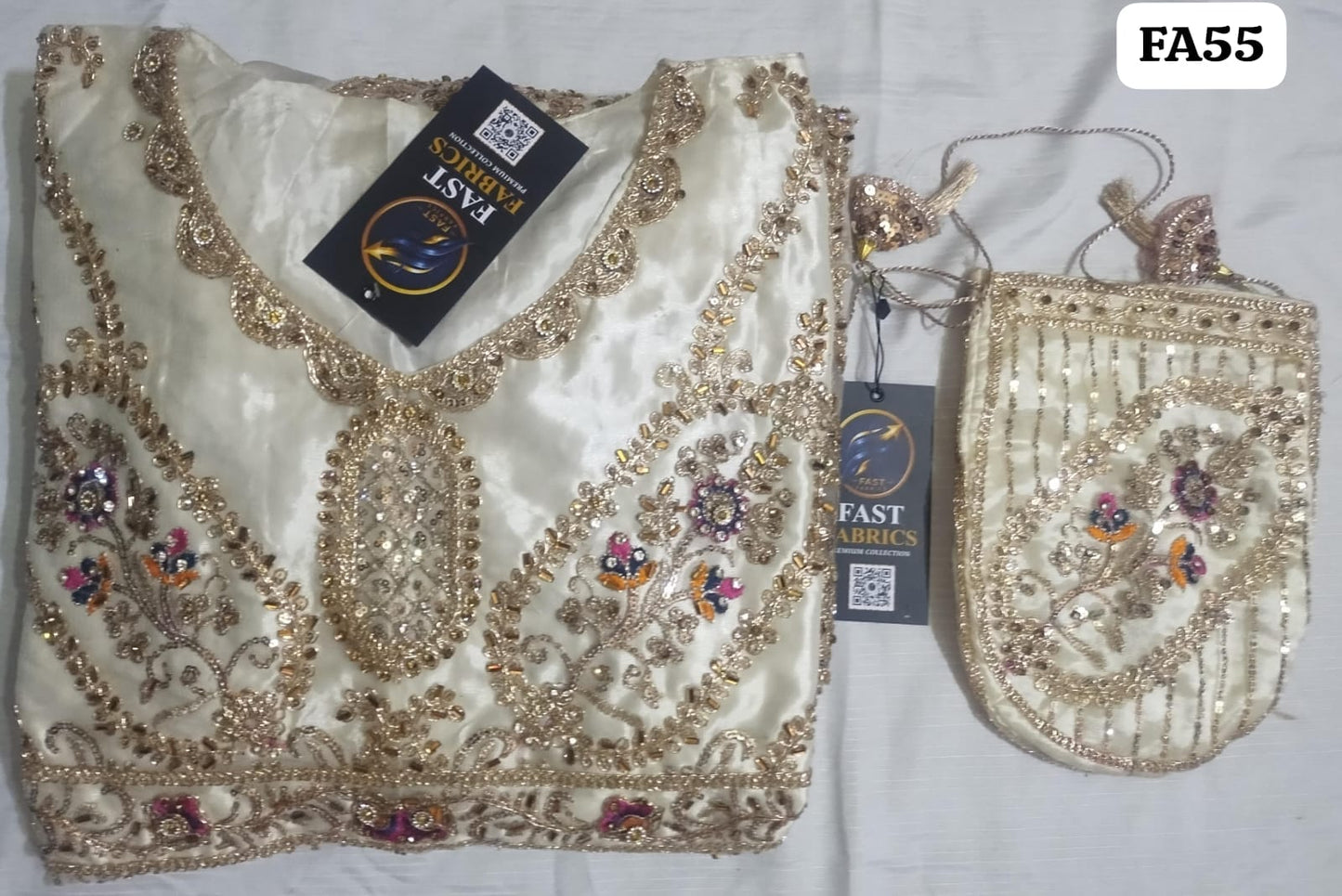 FastFabrics Luxury Bridal Collection – Heavy Aari Embroidery & Handwork 3 Piece Suit | FA55