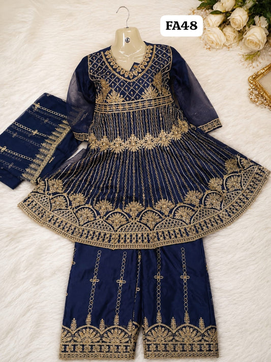 Fast Fabrics Luxury Bridal Collection – Heavy Aari Embroidery & Handwork 3 Piece Suit | FA48